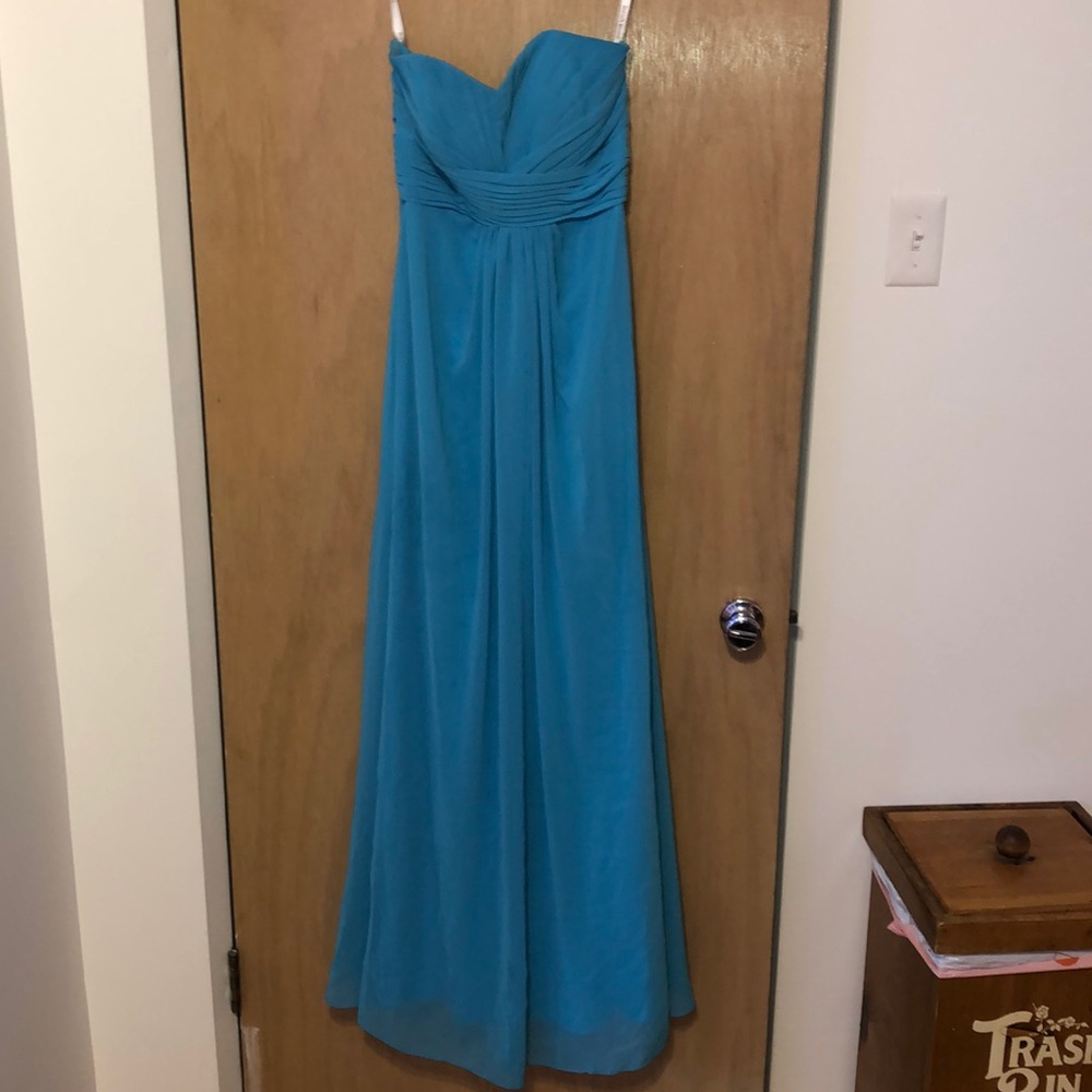 Long blue bridesmaid dress